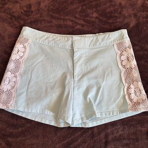 Judith March Light Blue Shorts with Cream Lace